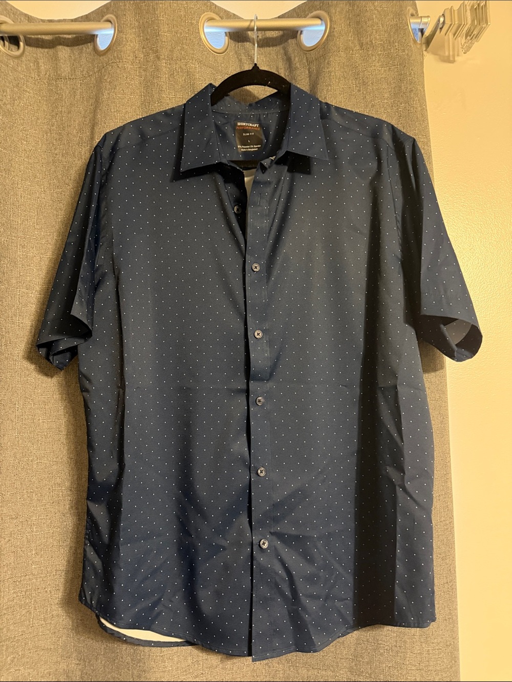 Men's Short-Sleeve Navy Microdot Button-Down Shirt